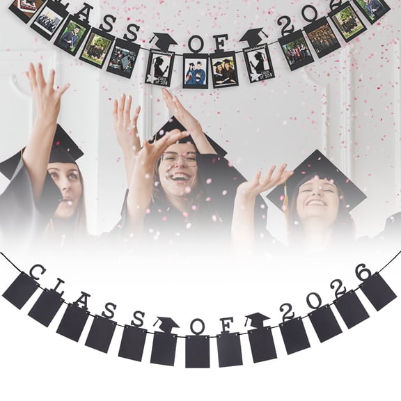 FENGGHAO Class Of 2026 Graduation Photo Banner Picture Display Banner 9.8 Ft With 6x4 Inch Frames For Senior Year Memory Decor