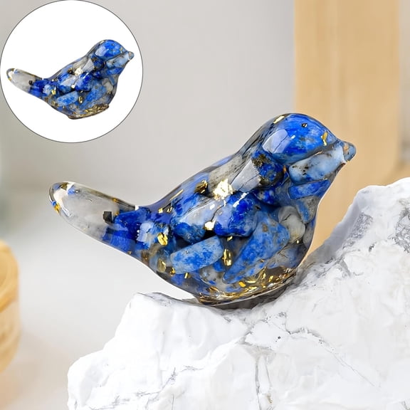FENGGHAO Crystal Bird Figurines Collectible Miniature Resin Glass Decorative Gravel Birds Art Crystal Animals Figurines for Office Desktop Home Decor Paperweight (Blue)