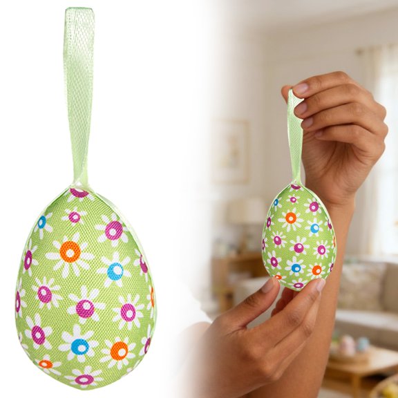 FENGGHAO Easter Egg Hanging Ornament Fabric Decorations For Spring Tree Wreath Basket 2.0*1.2in