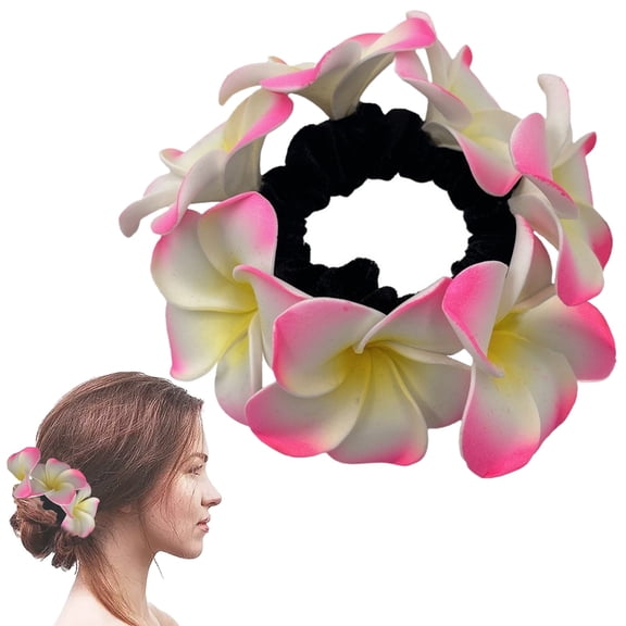 FENGGHAO Flower Hair Scrunchies Ponytail Holders Elastic Hair Ties for Women Cute Summer Accessories for Wedding Beach Vacation Pearl