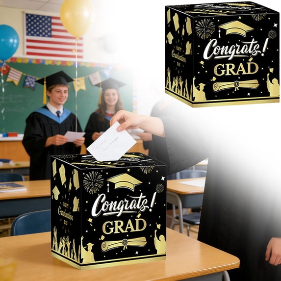 FENGGHAO Graduation Card Box Foldable Cardboard Holder Congrats Grad Box for Graduation Party Card Collection and Decor