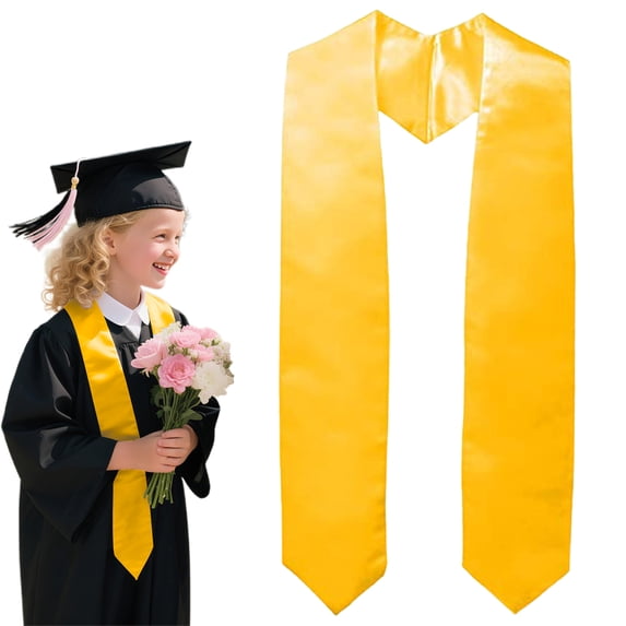 FENGGHAO Graduation Shoulder Strap Ceremony Ribbon Sash Adult Graduation Cape 60 Inch Pure Color Awarding Ribbon for Men Women Yellow