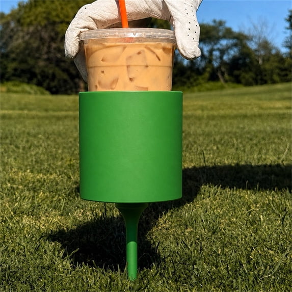 FENGGHAO Ground Stake Cup Holder, Portable Outdoor Drink Holder for Golf Course Beach and Camping, Universal Beverage Stand with Spike, Green