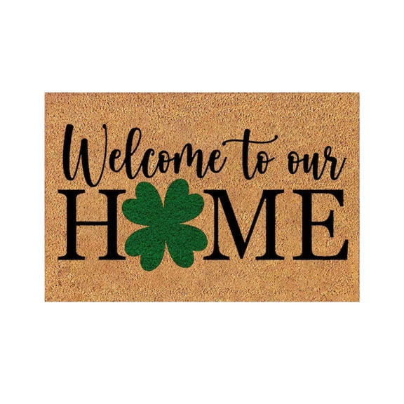 FENGGHAO Irish Holiday Door Mat St Patricks Day Rug Green Outdoor Polyester Welcome Shamrock Floor Decor