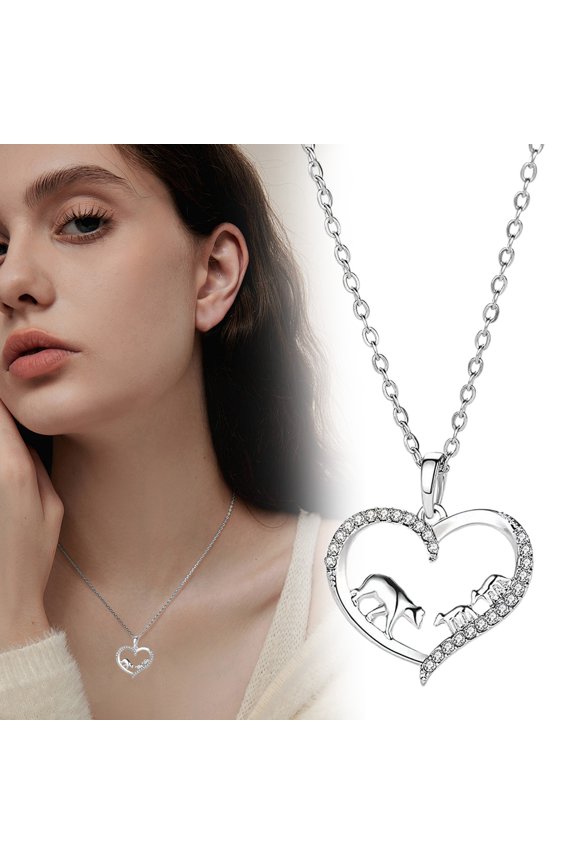 Mother Cat and Kitten Heart Pendant Necklace Cubic Zirconia Accents Perfect Mothers Day Gift for Cat Lovers