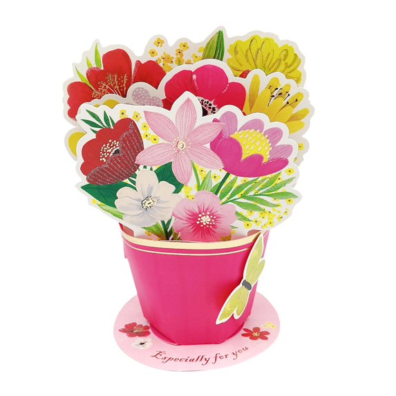 FENGGHAO Mothers Day 3D Flower Pop Up Card Paper Carving Design Creative Greeting with Envelope Multicolor Floral Decoration