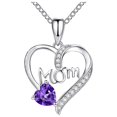 thumbnail image 1 of FENGGHAO Mothers Day Heart Pendant Necklace Silver Tone Birthstone Style Open Heart Design Hypoallergenic Alloy Jewelry Gift for Mom, 1 of 7