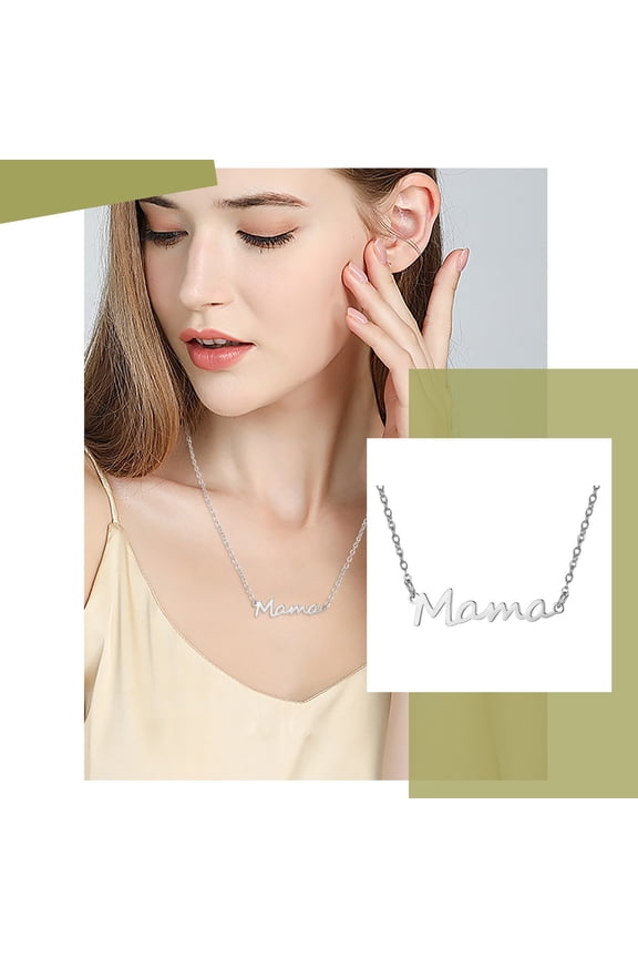Mothers Day Mama Alphabet Necklace Simple Hand Painted Letter Pendant Alloy Dainty Clavicle Chain Jewelry Gift for Mom