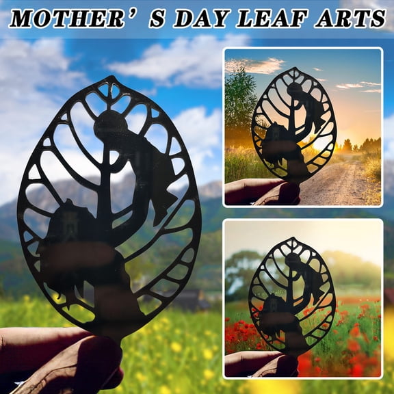 FENGGHAO Mothers Day Metal Leaf Art Engraved Timeline Decor Mother Life Stages Keepsake Rust Proof Metal Desktop Ornament Sentimental Gift