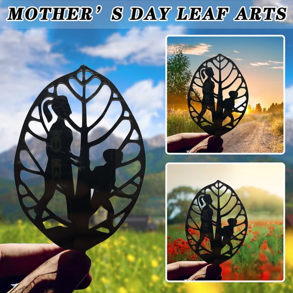 FENGGHAO Mothers Day Metal Leaf Art Engraved Timeline Hanging Decor Mother Life Stages Keepsake Rust Proof Metal Ornament Sentimental Gift for Mom