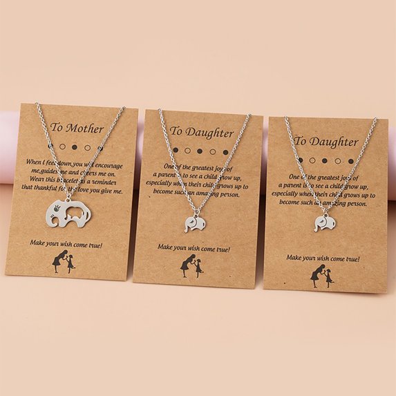 FENGGHAO Mothers Day Mother Daughter Bracelet Set 3 Piece Matching Heart Bracelets Adjustable Stainless Steel Nylon Rope Jewelry Set