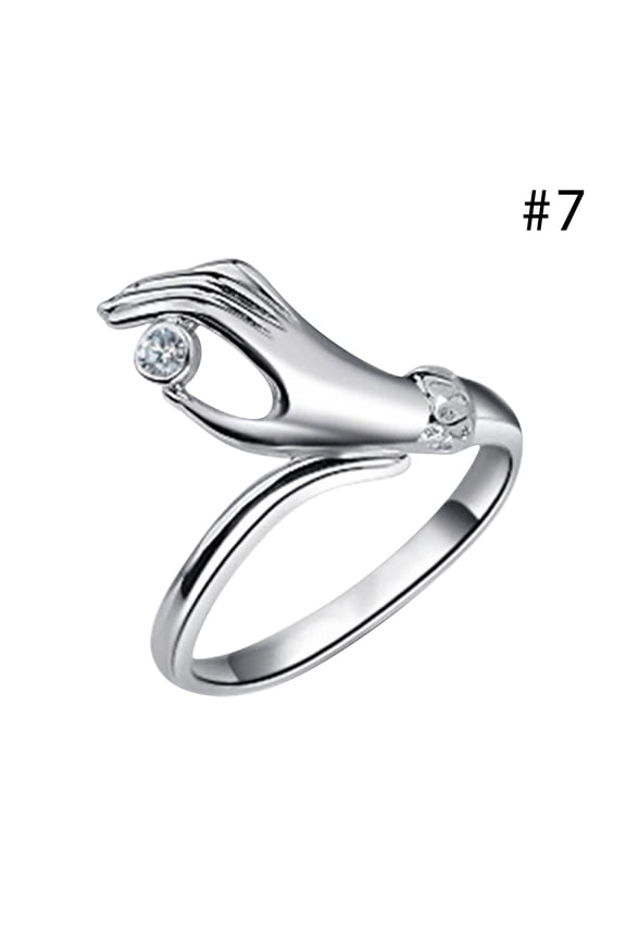 Mothers Day Rhinestone Crystal Ring Size 7 Cubic Zirconia Engagement Style Alloy Love Jewelry Creative Gift for Mom