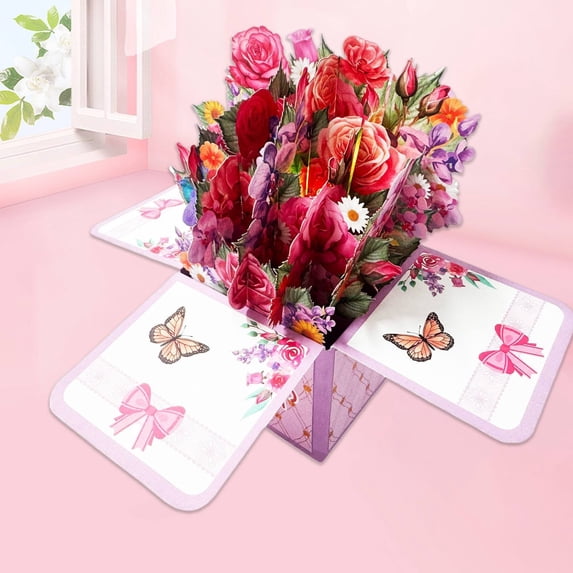 FENGGHAO Musical Mothers Day Card 3D Pop Up Light Up Flower Greeting Card with Sound Paper Craft Keepsake Gift for Mom