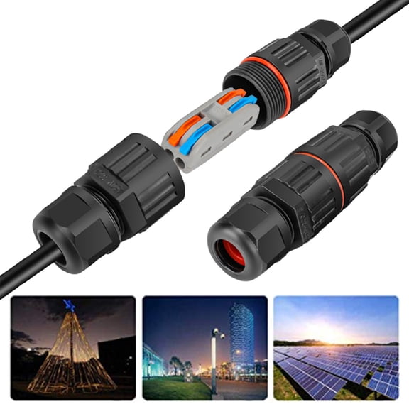 FENGGHAO Outdoor Wire Connector Waterproof Cable Joiner 2 In 2 Out Electrical Sleeve For Garden Lighting Patio Fixtures 3.5*1.2in