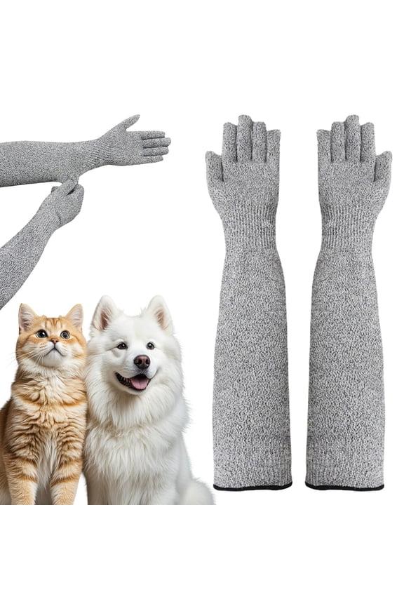 Pet Care Gloves 13 Inch Extra Long Anti-Scratch and Anti-Bite Protective Sleeves for Cat Grooming, Bathing and Nail Trimming, Durable Aviation-Grade Fiber