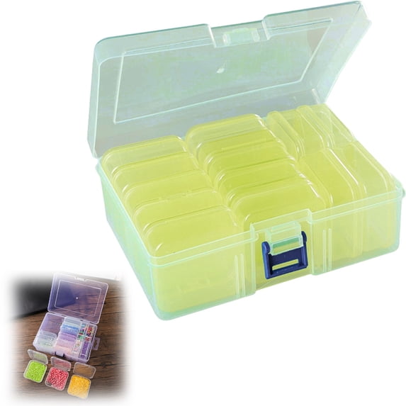 FENGGHAO Plastic Bead Storage Case Set Small Parts Organizer With Hinged Lid Transparent Craft Supply Box For Jewelry Beads Yellow