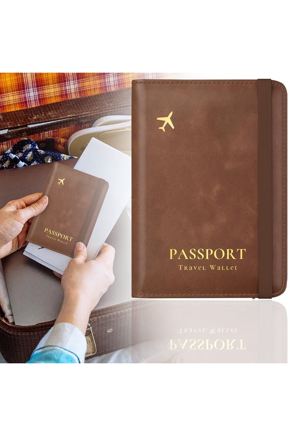 RFID Passport Holder Travel Document Organizer Anti Theft Zipper Passport Wallet with ID Card Slots
