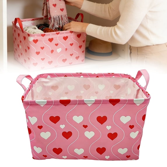 FENGGHAO Rectangular Fabric Storage Basket Collapsible Laundry Hamper Linen Canvas Storage Box With Handles For Closet Shelves