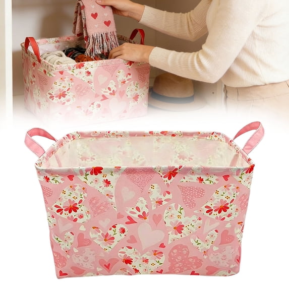 FENGGHAO Rectangular Fabric Storage Basket Collapsible Laundry Hamper Linen Canvas Storage Box With Handles For Closet Shelves
