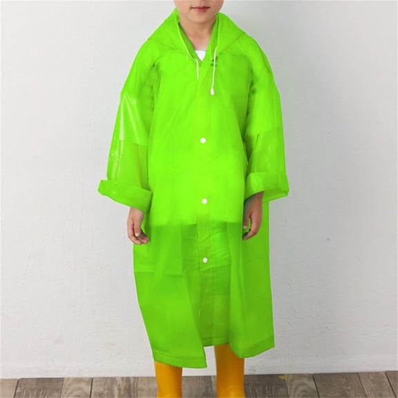 FENGGHAO Reusable Waterproof Rain Poncho Jacket for Youth Long Style Adjustable Hood Lightweight Plastic Outdoor Activities Protective Wear