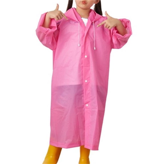 FENGGHAO Reusable Waterproof Rain Poncho Jacket for Youth Long Style Adjustable Hood Lightweight Plastic Outdoor Activities Protective Wear