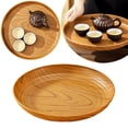 thumbnail image 1 of FENGGHAO Round Wood Grain Plastic Serving Tray Japanese Style Tea Tray Thickened Dinner Plate Holder For Cup Kitchen Table Decor 9.1*9.1in, 1 of 7