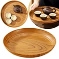 thumbnail image 1 of FENGGHAO Round Wood Grain Plastic Serving Tray Japanese Style Tea Tray Thickened Dinner Plate Holder For Cup Kitchen Table Decor 9.8*9.8in, 1 of 7