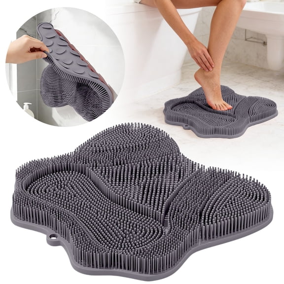 FENGGHAO Shower Foot Scrubber Mat And Back Washer Wall Mounted Exfoliating Massage Tool With Strong Suction Cups Blue
