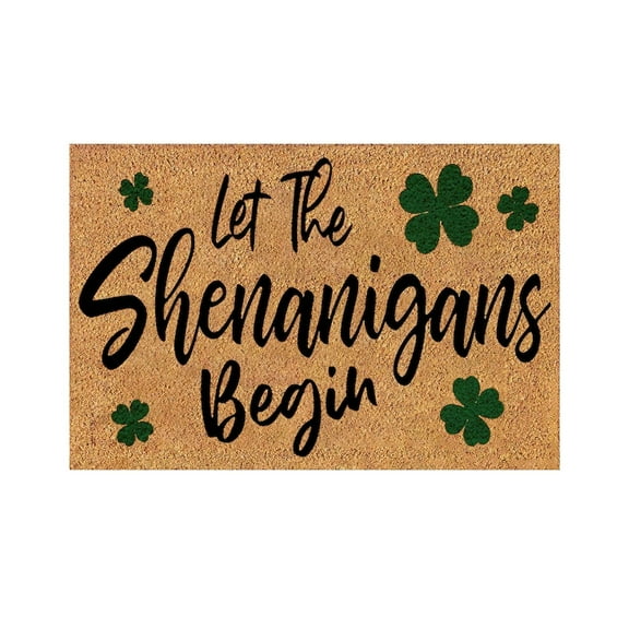 FENGGHAO St Patricks Day Floor Mat Green Outdoor Rug Polyester Irish Shamrock Holiday Decor Welcome Entrance