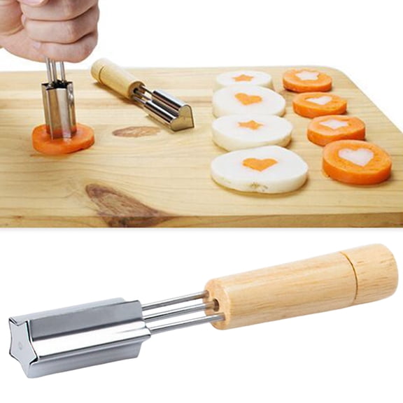 FENGGHAO Stainless Steel Cookie Stamp With Wood Handle Star Shape Dough Press Embosser For Baking Cookies Fondant Pastry Cake Decorating 16 x 2 cm