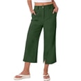 thumbnail image 1 of FENGGHAO Women's Casual Pants Front Style Back Elastic Waist Wide Leg Crop Pants Loose Fit 7/8 Length Trousers For & Daily Wear, 1 of 6
