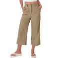 thumbnail image 1 of FENGGHAO Women's Casual Pants Front Style Back Elastic Waist Wide Leg Crop Pants Loose Fit 7/8 Length Trousers For & Daily Wear, 1 of 6