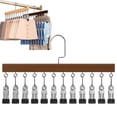 thumbnail image 1 of FENGGHAO Wooden Pants Hanger Space Saving Closet Organizer Multi Clip Skirt Scarf Holder Vertical Hanging Rack Retro 10 Clips, 1 of 7