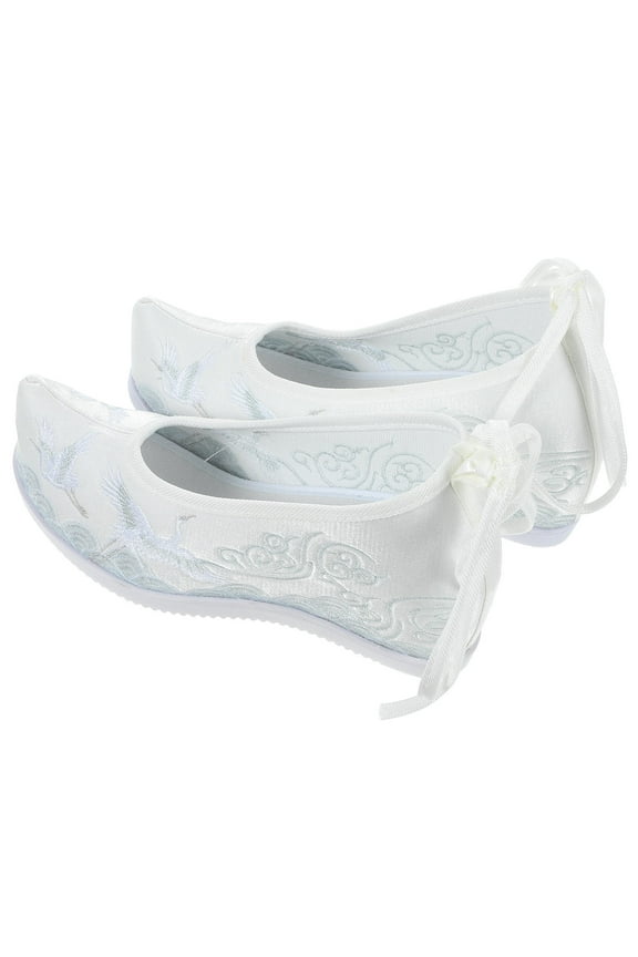 1 Pair Cloth Shoes Ethnic Style Cloth Shoes White Breathable Wedding Celebrations