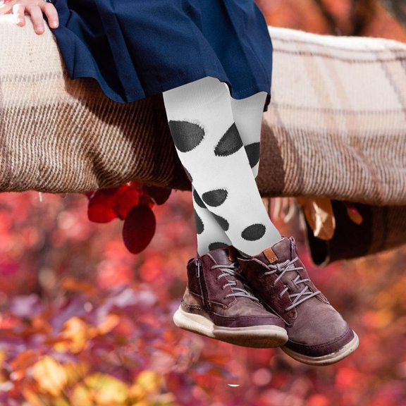 FENGGUIQU 1 Pair Multi-Colored Cow Knee High Socks Cute Design Polyester Blend Socks