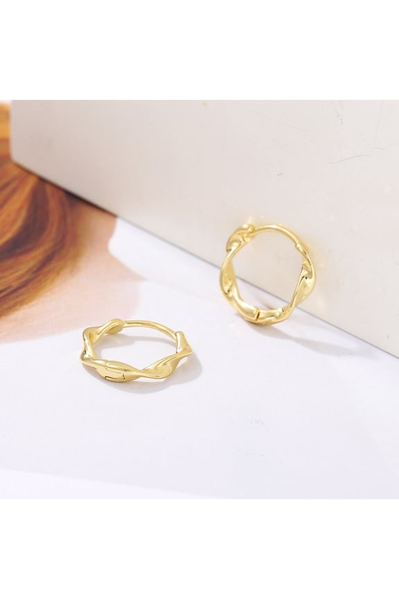 1 Pair Wave Shape Earring for Women Golden Twisted Hoops Style