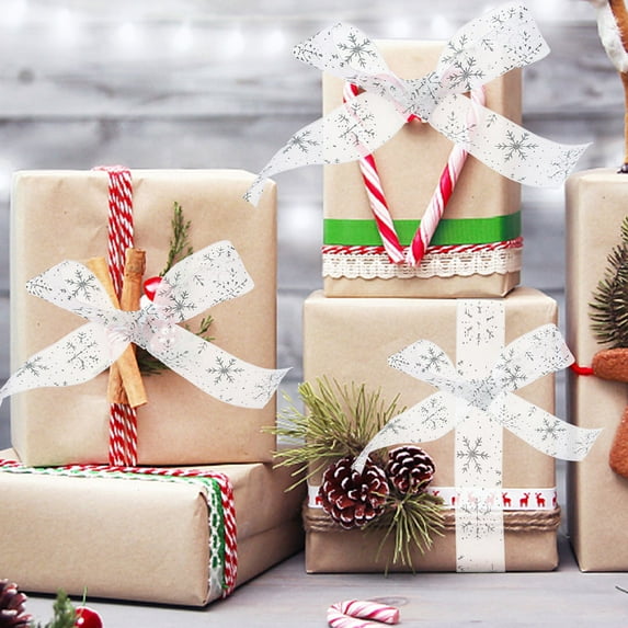 FENGGUIQU Silver Christmas Wrapping Ribbon Smooth Easy to Use Ribbon for Party and Tree Decorations