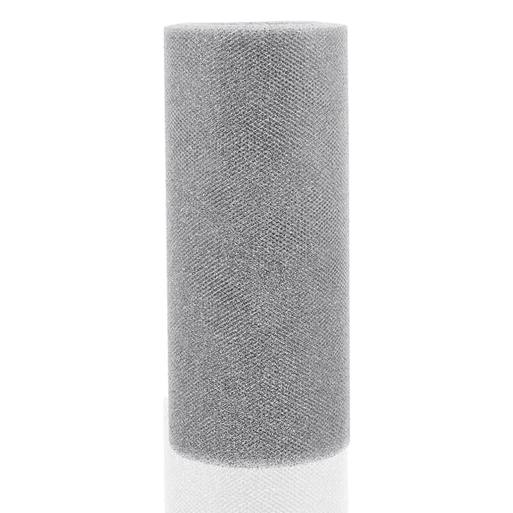 FENGGUIQU 1 Roll of Tulle Mesh Fabric Decorative Ribbon for DIY Craft Supplies Wrapping Silver