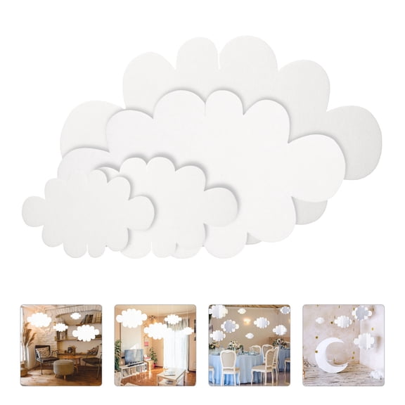 FENGGUIQU White Felt Cloud Decorations Set for Birthday Parties, Baby Showers, Nursery Room Decor, Kids Room Wall Art