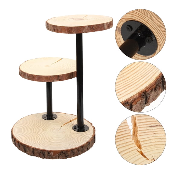 FENGGUIQU 1Set Rustic Wooden Cake Holder 3 Layer Cupcake Display Tower for Desserts