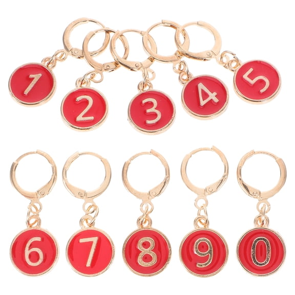 FENGGUIQU Alloy Row Counter Set for Knitting, Red Small Size, Ideal for Beginners and Knitting Projects