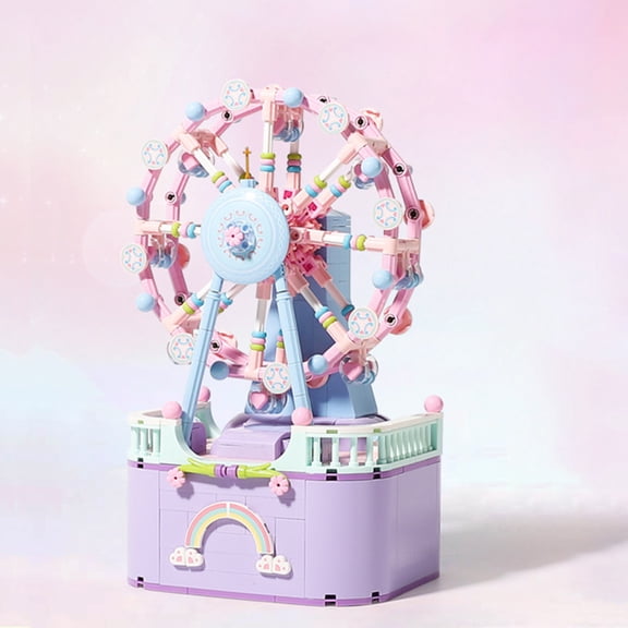 FENGGUIQU 1 Set of DIY Assemble Music Box Building Blocks Kit in Violet Plastic for Other Festivals