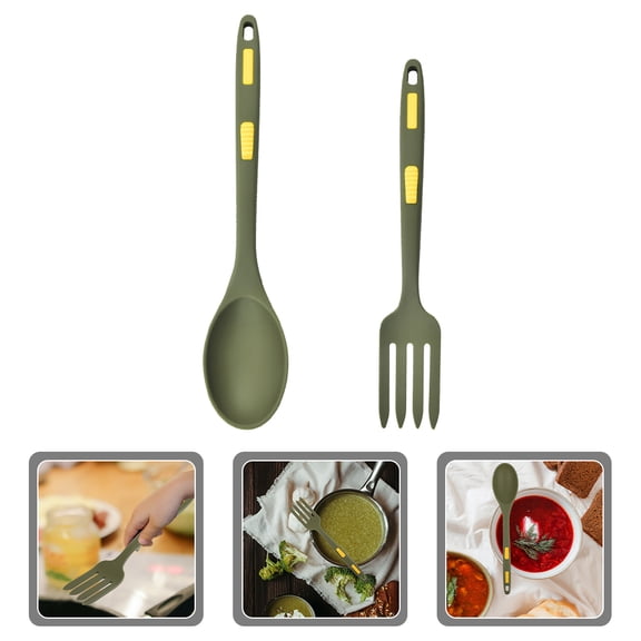 FENGGUIQU Green Silicone Multifunctional Kitchen Spoon Set - Cooking Utensil Tool for Camping and Outdoor Use