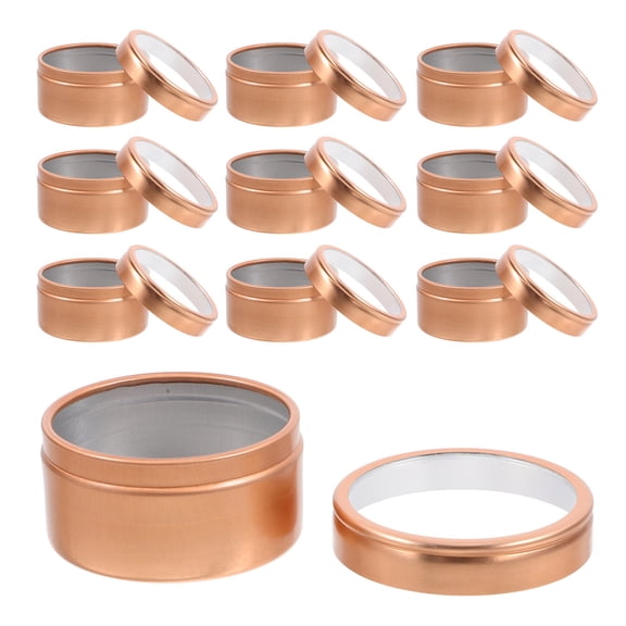 FENGGUIQU Set of 10 Aluminum Round Tin Canisters for Sugar, Spice, Tea, Candy, and Small Item Storage Containers