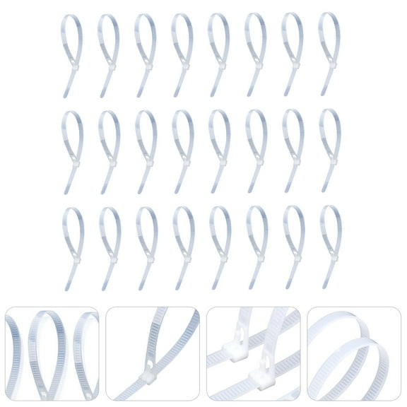 FENGGUIQU 100 Pack White Releasable Nylon Ties for Home Use Durable Zip Ties with Thick Buckle