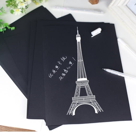 FENGGUIQU 100Pcs A4 Black Paper Thickened Kraft Paperboard for DIY Business Cards and Scrapbooking