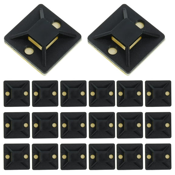 FENGGUIQU 100Pcs Self Adhesive Base Holder Cable Clips Black ABS for Office Organization and Adhesive Installation