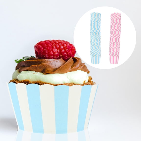 FENGGUIQU 100 Pcs Baking Cupcake Cases Paper Light Blue Storage for Desserts Party