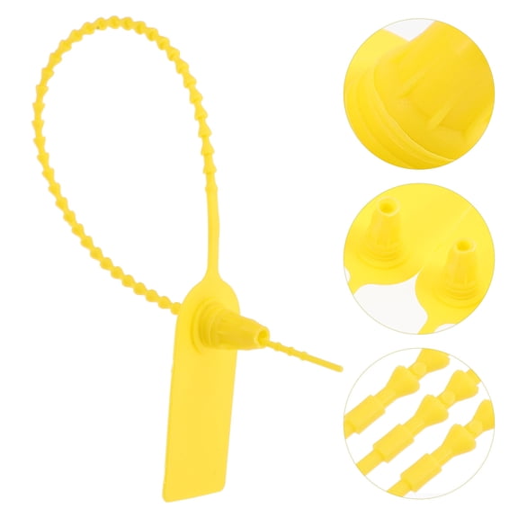 FENGGUIQU 100Pcs Security Seal cable ties Yellow Plastic Self-Locking Safety Ties for Garden