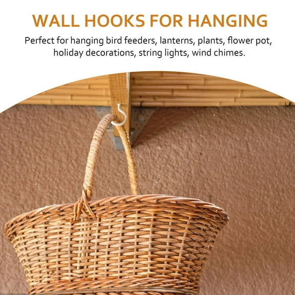 FENGGUIQU 100Pcs Wall Mounted Hooks White Carbon Steel Screw in Hooks for Hanging Kitchen Cups Plants